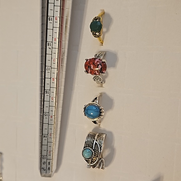 Jewelry - Ring Size 6 $45 each. 4 Diffrent Gemstone Geometric Alloy Metal Ring Choose One.